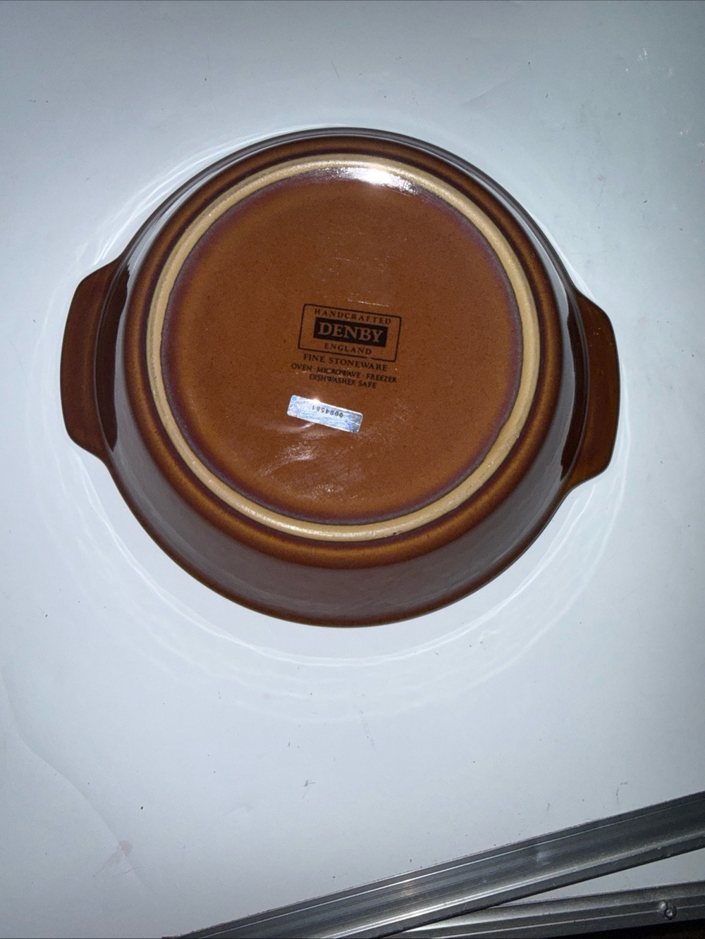Denby Langley England Orchard 8" Round Handled Baking Serving Dish Brown Fruit - Picture 5 of 8